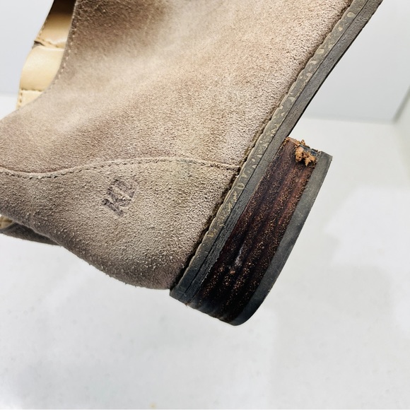 Karl Lagerfeld Ankle Boot Tan Gray Suede Genuine Leather Classic Side Zip Sz 5.5 - Picture 4 of 16